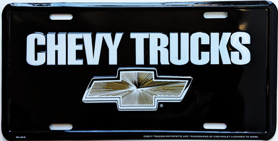 chevy trucks license plate, black background