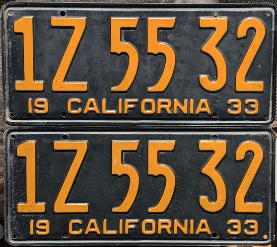1933 California license plates for sale