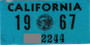 1967 California license plate sticker