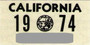 1974 NOS California license plate sticker