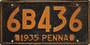 1935 penna license plate for sale