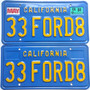 1933 Ford California license plates