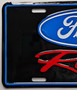 Black Ford Racing Novelty Plate, Blue Border