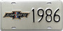 1986 Chevrolet Camaro license plate
