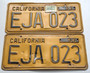 Vintage California License Plates, 1956-1962 Yellow, YOM okay