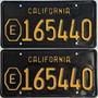 Old black California license plates, exempt pair