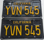 Old Black and Yellow California License Plates, YOM ok, Repainted