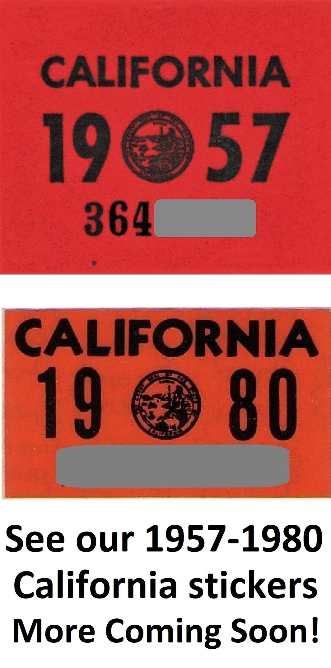 old California license plate stickers