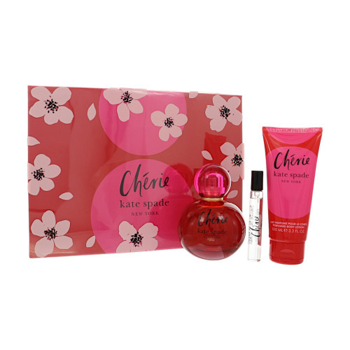 Cherie by Kate Spade Gift Set for Women 3 Piece Set For Women: 3.3 Oz Eau De Parfum Spray, 0.25 Oz Eau De Parfum Spray, 3.3 Oz Body Lotion