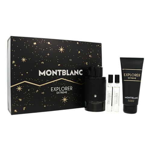 Explorer Extreme by Mont Blanc Gift Set for Men 4 Pc Gift Set- 3.3Oz Parfum Spray,2X0.25Oz Parfum Spray, 3.3Oz Shower Gel Oz
