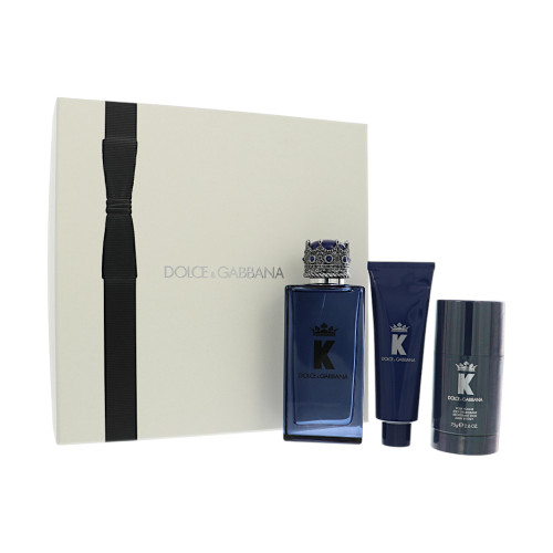 K King by Dolce & Gabbana Gift Set for Men 3 Piece Gift Set For Men - 3.3 Oz Eau De Parfum Spray, 1.69 Oz Shower Gel, 2.6 Oz Stick Deodorant
