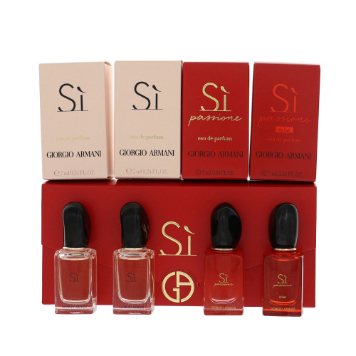 Armani Si by Giorgio Armani Gift Set for Women 4 Piece Gift Set - 0.24 Oz Armani Si, 0.24 Oz Armani Si, 0.24 Oz Si Passione, 0.24 Oz Si Passione Eclat