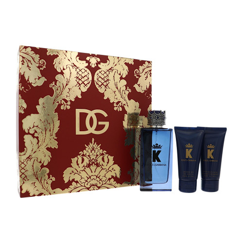Dolce & Gabbana K by Dolce & Gabbana Gift Set for Men 3 Piece Gift Set - 3.3 Oz Eau De Parfum Spray, 1.7 Oz After Shave Balm, 1.7 Oz Shower Gel