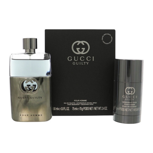 Gucci Guilty by Gucci Gift Set for Men 2 Piece Set For Men: 3 Oz Eau De Toilette Spray, 2.4 Oz Deodorant Stick