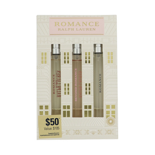 Romance by Ralph Lauren Gift Set for Women 3 Piece Gift Set For Women - 0.34 Oz Romance Eau De Parfum Spray, 0.34 Oz Romance Eau De Parfum Intense Spray, 0.34 Oz Beyond Romance Eau De Parfum Spray