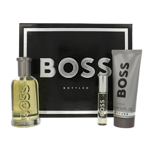 Boss Bottled by Hugo Boss Gift Set for Men 3 Piece Set For Men: 3.3 Oz Eau De Toilette Spray, 0.33 Oz Eau De Toilette Spray, 3.3 Oz Shower Gel