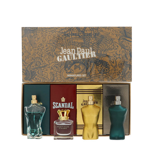 Jean Paul Gaultier by Jean Paul Gaultier Gift Set for Men 4 Piece Gift Set For Men - 0.24 Oz Le Male Eau De Toilette Splash, 0.24 Oz Scandal Eau De Toilette Splash, 0.24 Oz Le Beau Eau De Toilette Splash, 0.24 Oz Le Male Elixir Eau De Toilette Splash