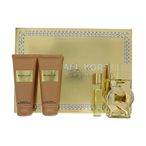 Michael Kors Pour Femme by Michael Kors Gift Set for Women 4 Piece Gift Set For Women - 3.4 Oz Eau De Parfum Spray, 0.3 Oz Eau De Parfum Spray, 3.4 Oz Shower Gel, 3.4 Oz Body Lotion