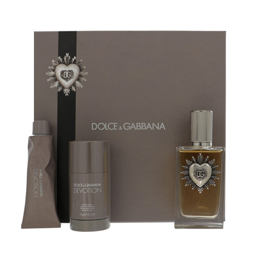 Devotion by Dolce & Gabbana Gift Set for Men 3 Piece Gift Set - 3.3 Oz Eau De Parfum Spray, 2.6 Oz Stick Deodorant, 1.6 Oz Shower Gel