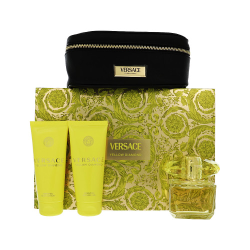 Yellow Diamond by Versace Gift Set for Women 4 Piece Gift Set - 3.0 Oz Eau De Toilette Spray, 3.4 Oz Body Lotion, 3.4 Oz Shower Gel,  Small Beauty Case
