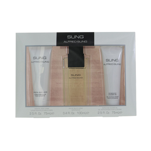 Sung by Alfred Sung Gift Set for Women 3 Piece Gift Set - 3.4 Oz Eau De Toilette Spray, 2.5 Oz Essential Body Lotion, 2.5 Oz Refreshing Shower Gel