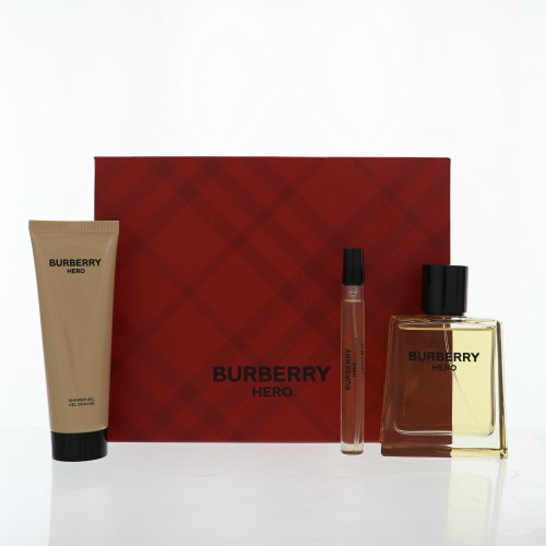 Burberry Hero by Burberry Gift Set for Men 3 Piece Gift Set - 3.3 Oz Eau De Toilette Spray, 0.33 Oz Eau De Toilette Spray, 2.5 Oz Shower Gel