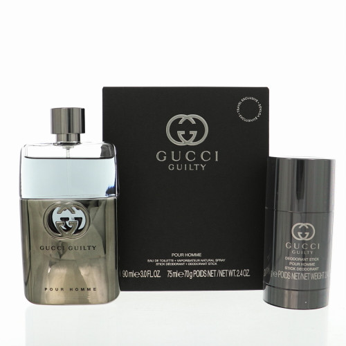 Gucci Guilty by Gucci Gift Set for Men 2 Piece Set For Men: 3 Oz Eau De Toilette Spray, 2.4 Oz Deodorant Stick