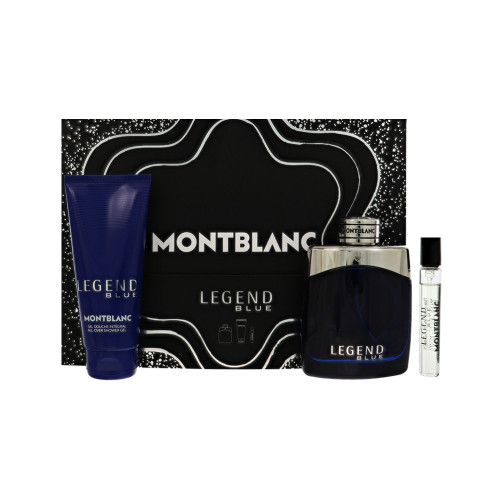 Legend Blue by Montblanc Gift Set for Men 3 Piece Set For Men: 3.3 Oz Eau De Parfum Spray, 0.25 Oz Eau De Parfum Spray, 3.3 Oz All-Over Shower Gel
