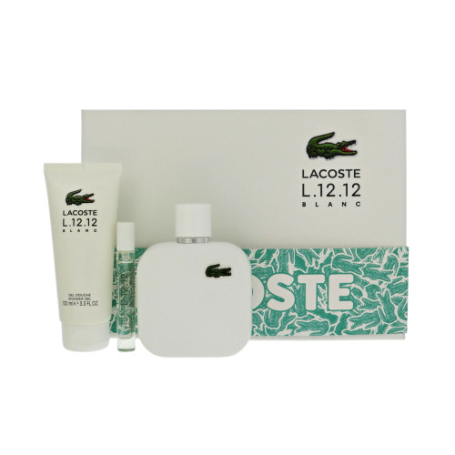 L.12.12 Blanc by Lacoste Gift Set for Men 3.3 Oz Eau De Toilette Spray