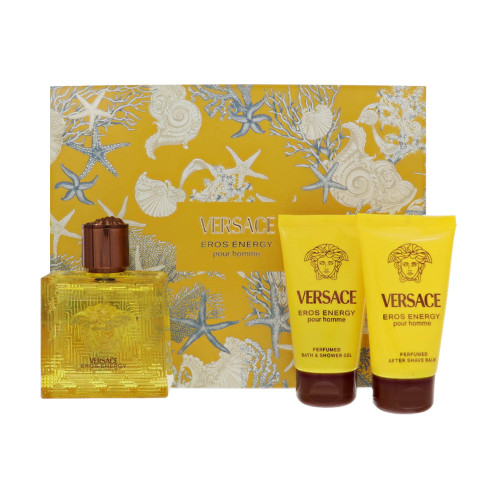 Versace Eros Energy by Versace Gift Set for Men 3 Piece Set For Men: 1.7 Oz Eau De Parfum Spray, 1.7 Oz Bath & Shower Gel, 1.7 Oz After Shave Balm