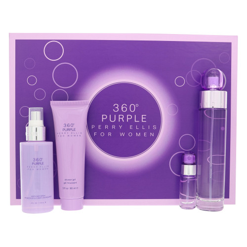 Perry Ellis 360 Purple by Perry Ellis Gift Set for Women 3.4 Oz Eau De Parfum Spray