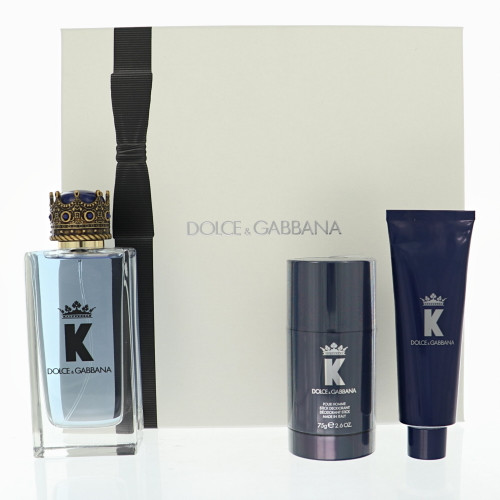 K King by Dolce & Gabbana Gift Set for Men 3 Piece Set For Men: 3.3 Oz Eau De Toilette Spray, 1.69 Oz Shower Gel, 2.6 Oz Stick Deodorant