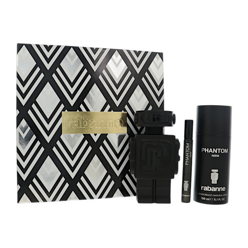 Paco Rabanne Phantom by Paco Rabanne Gift Set for Men 3 Piece Gift Set For Men - 3.4 Oz Parfum, 5.0 Oz Deodorant, 10 Ml Parfum