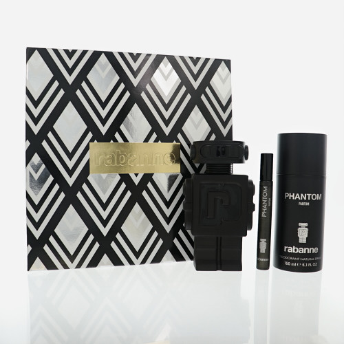 Paco Rabanne Phantom by Paco Rabanne Gift Set for Men 3 Piece Gift Set For Men - 3.4 Oz Parfum, 5.0 Oz Deodorant, 10 Ml Parfum