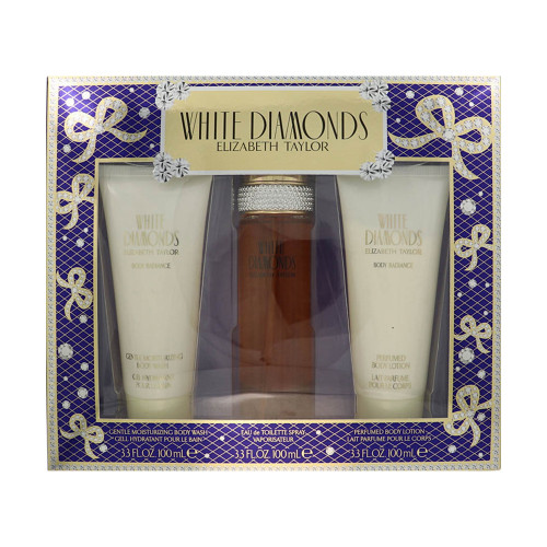 White Diamonds by Elizabeth Taylor Gift Set for Women 3 Piece Set For Women: 3.3 Oz Eau De Toilette Spray, 3.3 Oz Shower Gel, 3.3 Oz Body Lotion