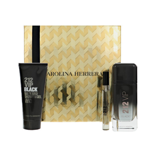 212 Vip Black by Carolina Herrera Gift Set for Men 3.4 Oz Eau De Parfum Spray