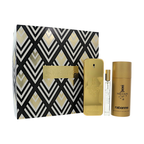 Paco Rabanne 1 Million by Paco Rabanne Gift Set for Men 3 Piece Gift Set For Men - 3.4 Oz  Eau De Toilette, 5.1 Oz  Deodorant, 10 Ml Eau De Toilette