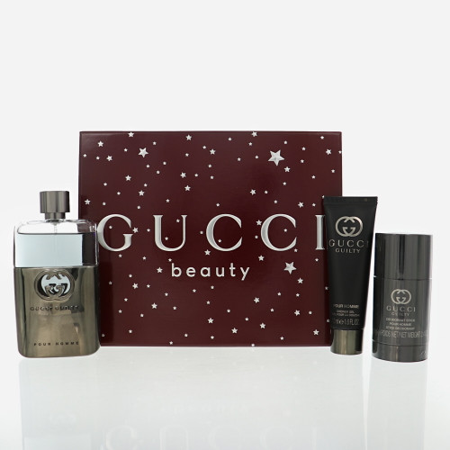 Gucci Guilty by Gucci Gift Set for Men 3 Piece Set For Men: 3 Oz Eau De Toilette Spray, 2.4 Oz Deodorant Stick, 1.6 Oz Shower Gel