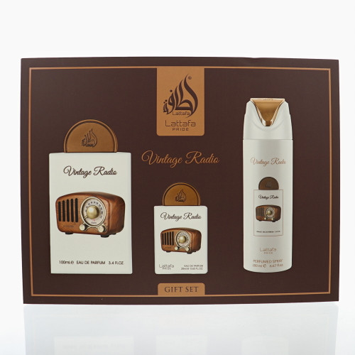 Vintage Radio by Lattafa Gift Set for Men 3.4 Oz Eau De Parfum Spray