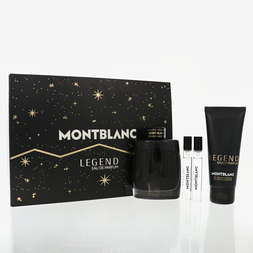 Mont Blanc Legend by Mont Blanc Gift Set for Men 4 Piece Set For Men: 3.3 Oz Eau De Parfum Spray, 0.25 Oz Eau De Parfum Spray, 0.25 Oz Eau De Parfum Spray, 3.3 Oz All-Over Shower Gel