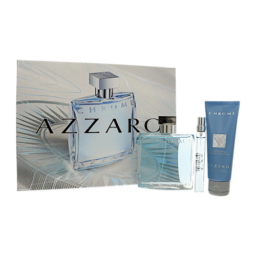 Chrome by Azzaro Gift Set for Men 3 Piece Set For Men: 3.38 Oz Eau De Toilette Spray, 0.33 Oz Eau De Toilette Spray, 2.53 Oz Shampoo