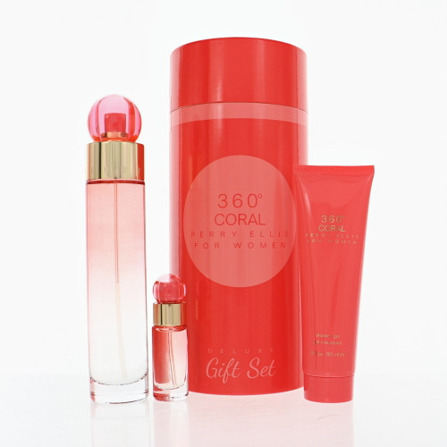 Perry Ellis 360 Coral by Perry Ellis Gift Set for Women 3.4 Oz Eau De Parfum Spray