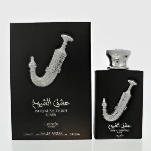 Ishq Al Shuyukh Silver by Lattafa Box for Men 3.4 Oz Eau De Parfum Spray