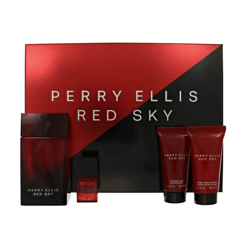 Red Sky by Perry Ellis Gift Set for Men 4 Piece Set For Men: 3.4 Oz Eau De Toilette Spray, 0.25 Oz Eau De Toilette Spray, 1.7 Oz Shower Gel, 1.7 Oz After Shave Balm