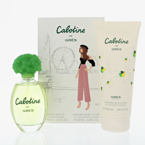 Cabotine by Parfums Gres Gift Set for Women 2 Piece Set For Women: 3.4 Oz Eau De Toilette Spray, 6.8 Oz Perfumed Body Lotion