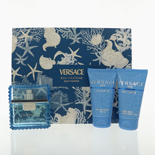 Versace Eau Fraiche by Versace Gift Set for Men 3 Piece Set For Men: 1.7 Oz Eau De Toilette Spray, 1.7 Oz Bath & Shower Gel, 1.7 Oz After Shave Balm