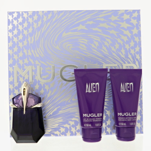 Alien by Thierry Mugler Gift Set for Women 3 Piece Set For Women: 1 Oz Eau De Parfum Spray, 1.6 Oz Perfuming Body Lotion, 1.6 Oz Hydrating Shower Milk
