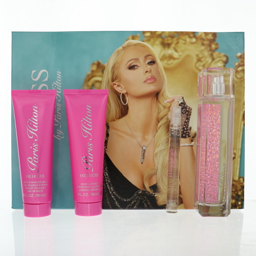 Heiress by Paris Hilton Gift Set for Women 4 Piece Set For Women: 3.4 Oz Eau De Parfum Spray, 0.34 Oz Eau De Parfum Spray, 3 Oz Body Lotion, 3 Oz Bath & Shower Gel