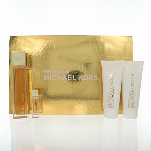 Michael Kors Sexy Amber by Michael Kors Gift Set for Women 4 Piece Set For Women: 3.4 Oz Eau De Parfum Spray, 0.3 Oz Eau De Parfum Spray, 3.4 Oz Shower Gel, 3.4 Oz Body Lotion