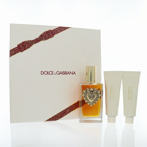 Devotion by Dolce & Gabbana Gift Set for Women 3 Piece Set For Women: 3.3 Oz Eau De Parfum Spray, 1.69 Oz Shower Gel, 1.69 Oz Body Lotion